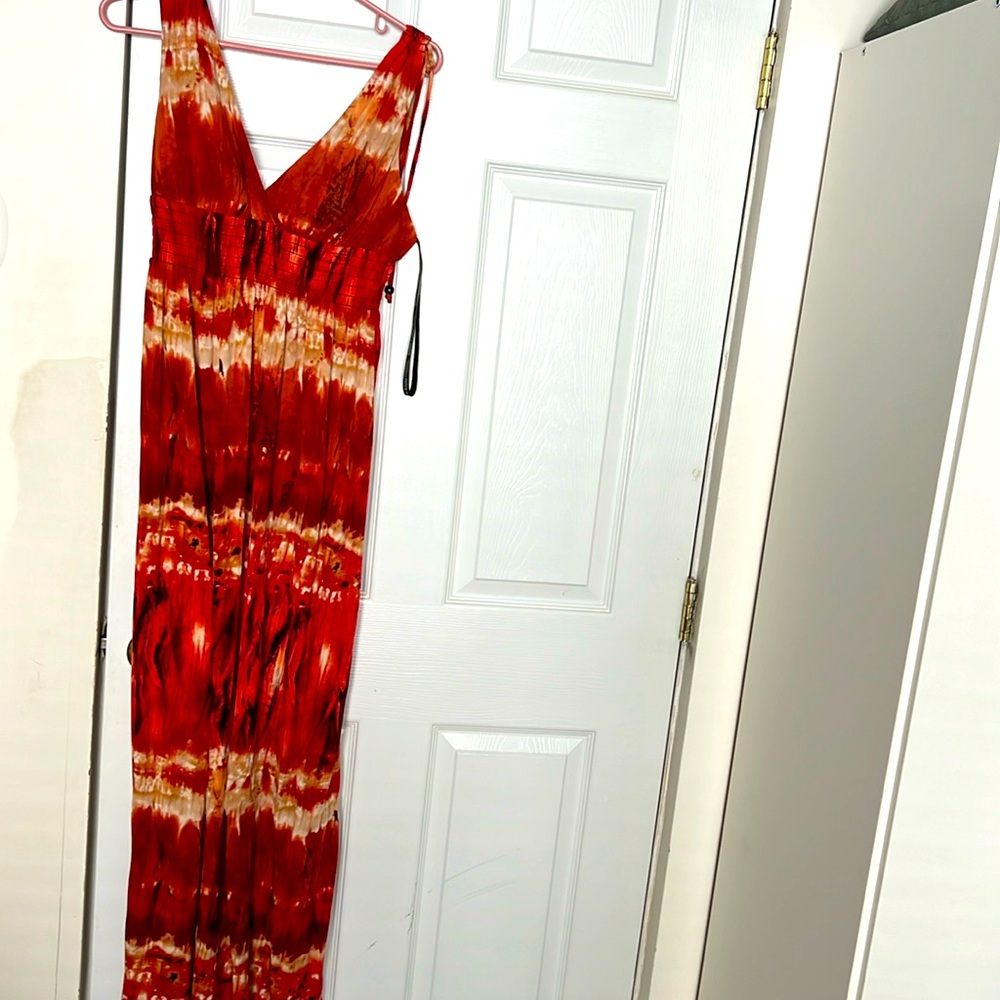 Women’s sleeveless dress burnt orange